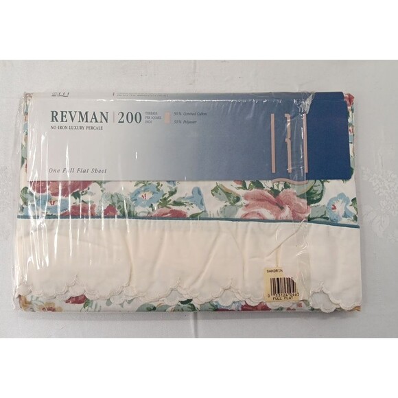 Vintage Revman 200 Full Flat Sheet Sandringham Multi Colored Percale USA